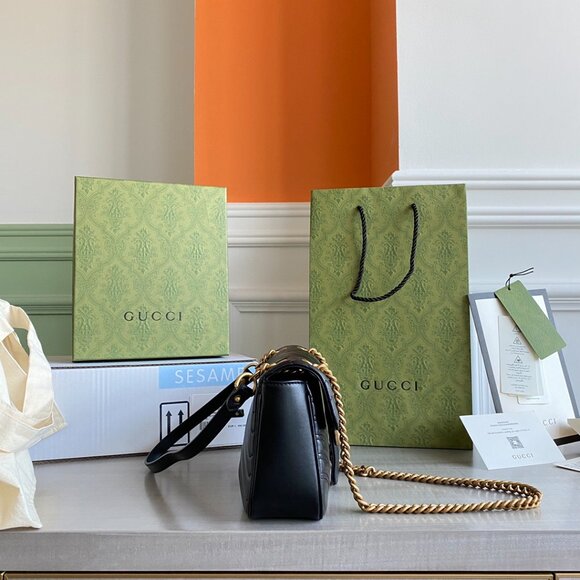 ✨Gucci Black Leather GG Marmont Bag with Gold Chain - Picture 3 of 9